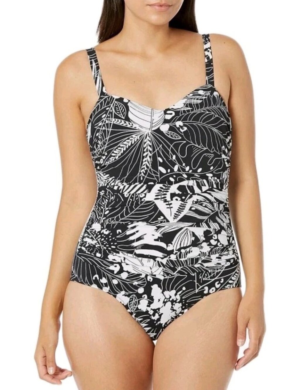 Profile by Gottex Black Swan D-Cup 1-Piece Swimsuit Size 8